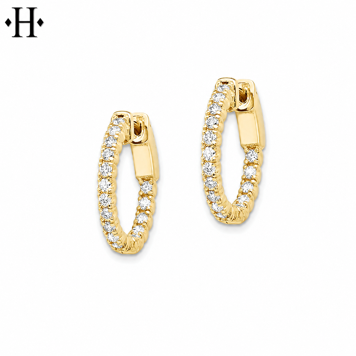 10kt 1.00cts Inside-Out Lab Grown Diamond Locking Hoop Earrings