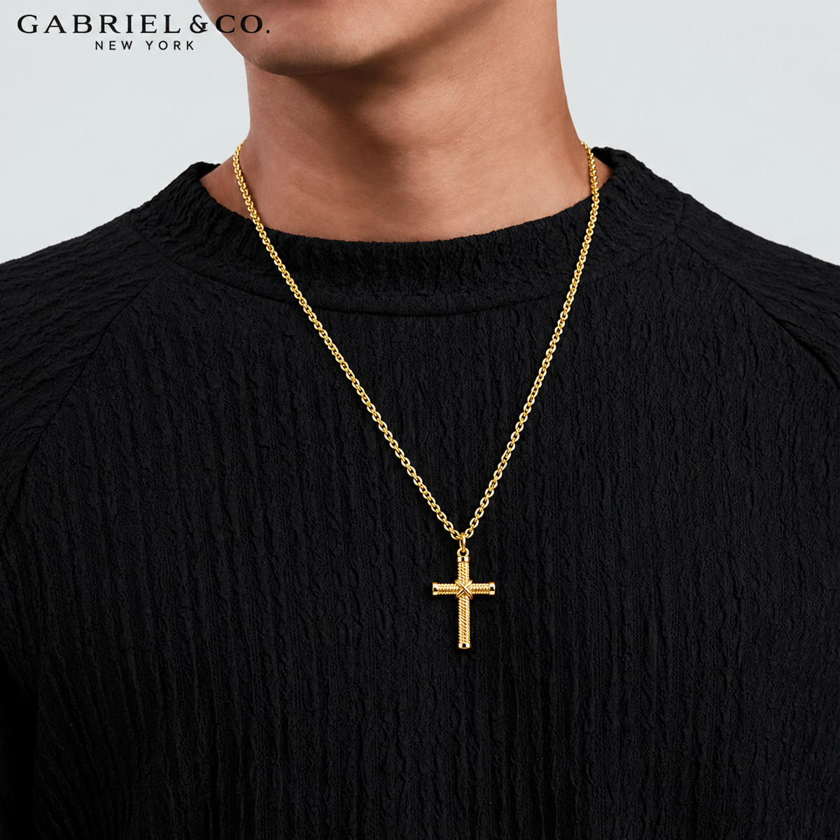 14kt Signature Rope Cross Necklace
