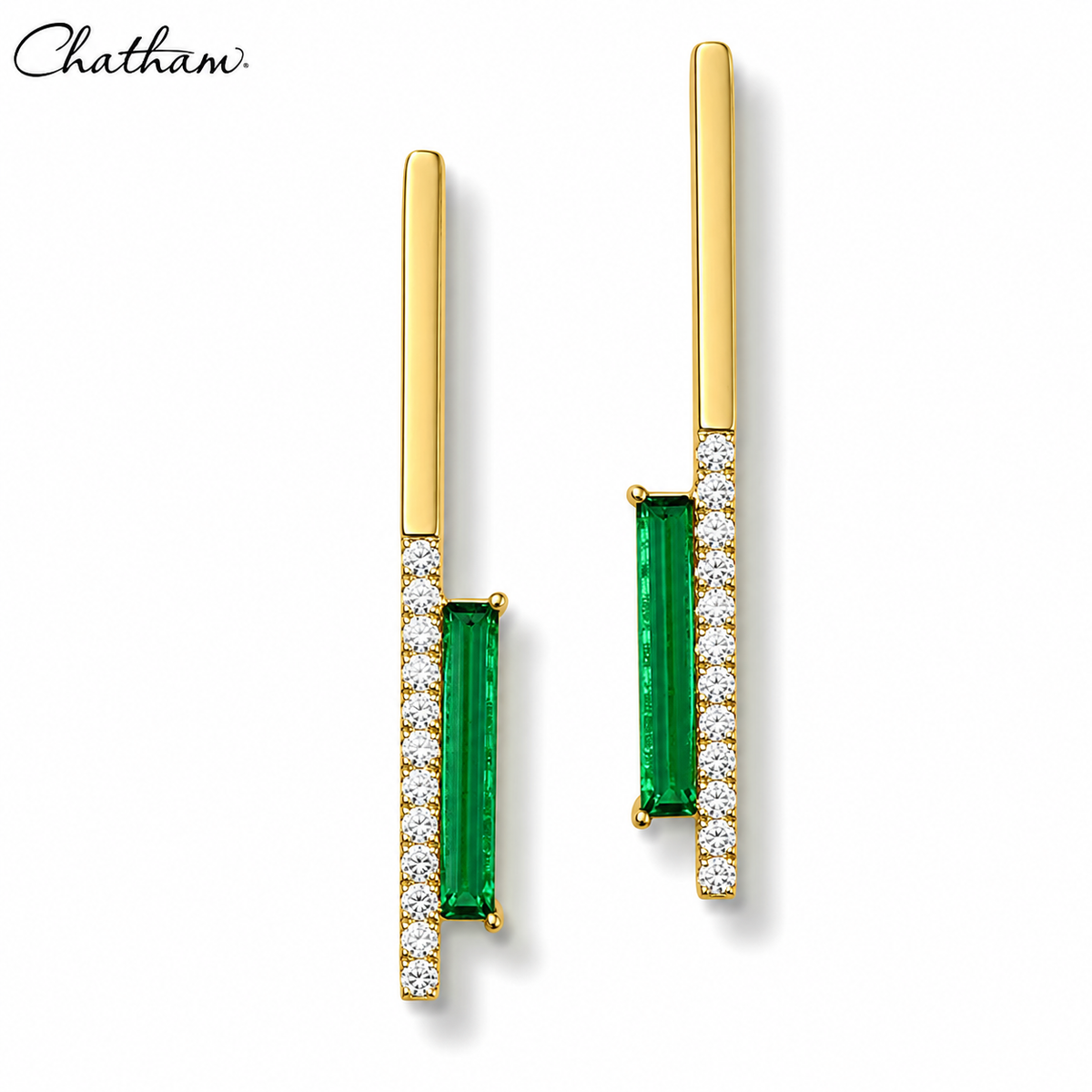 Lab Grown Emerald & Diamond Earrings