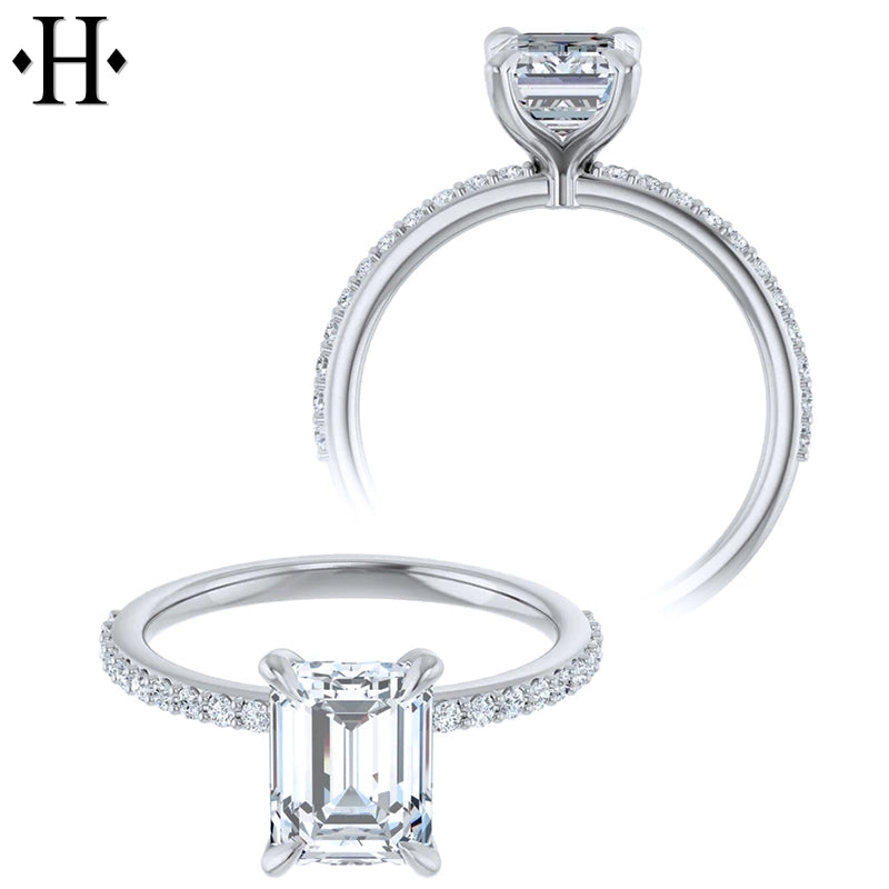 1.00ctr-3.00ctr Emerald Cut Lab Grown Diamond Ring Tailor Made