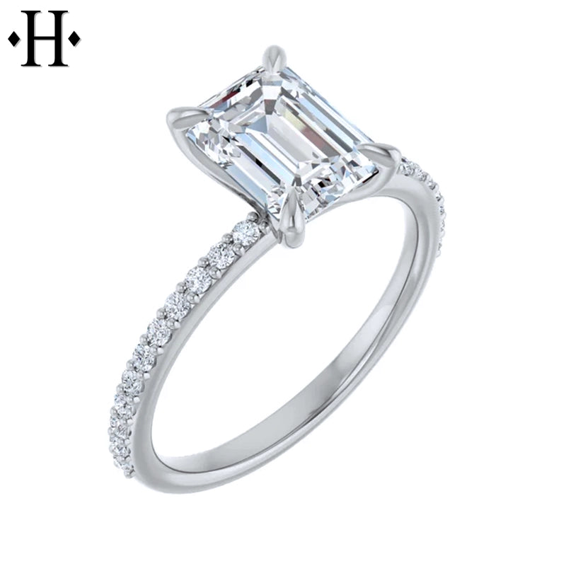 1.00ctr-3.00ctr Emerald Cut Lab Grown Diamond Ring Tailor Made
