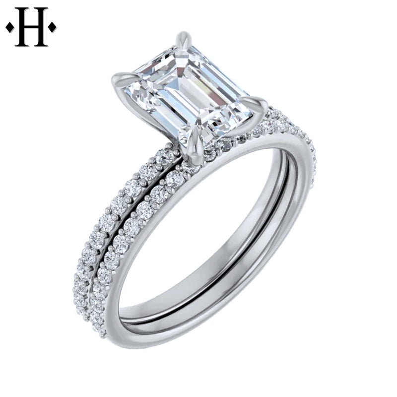 1.00ctr-3.00ctr Emerald Cut Lab Grown Diamond Ring