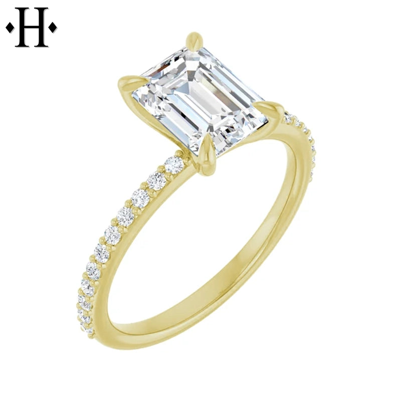 1.00ctr-3.00ctr Emerald Cut Lab Grown Diamond Ring