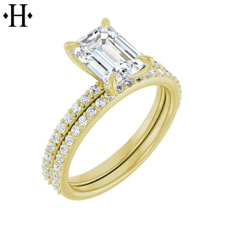 1.00ctr-3.00ctr Emerald Cut Lab Grown Diamond Ring