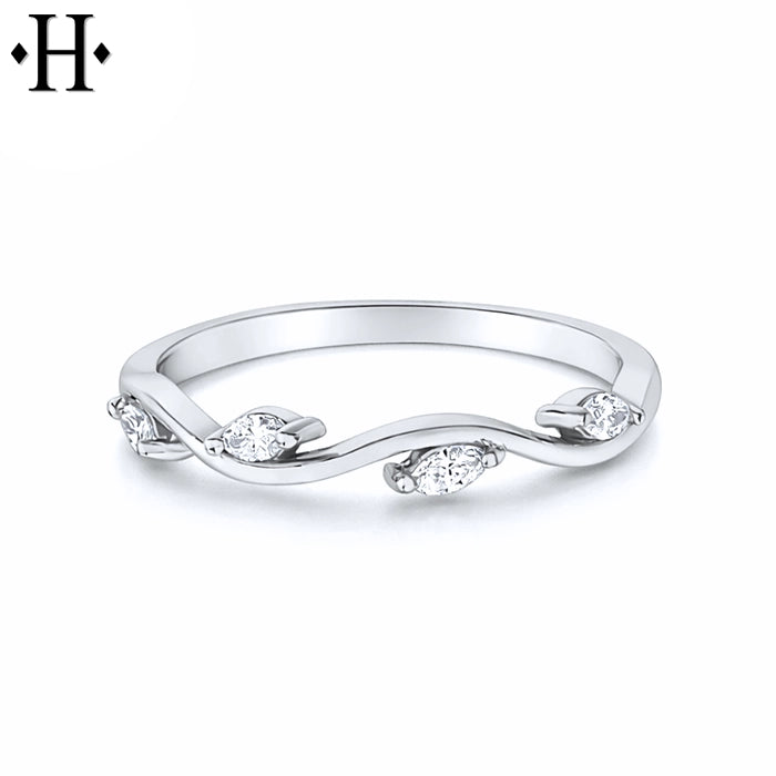 0.14ctw Natural Diamond Marquise Ring 1.8mm