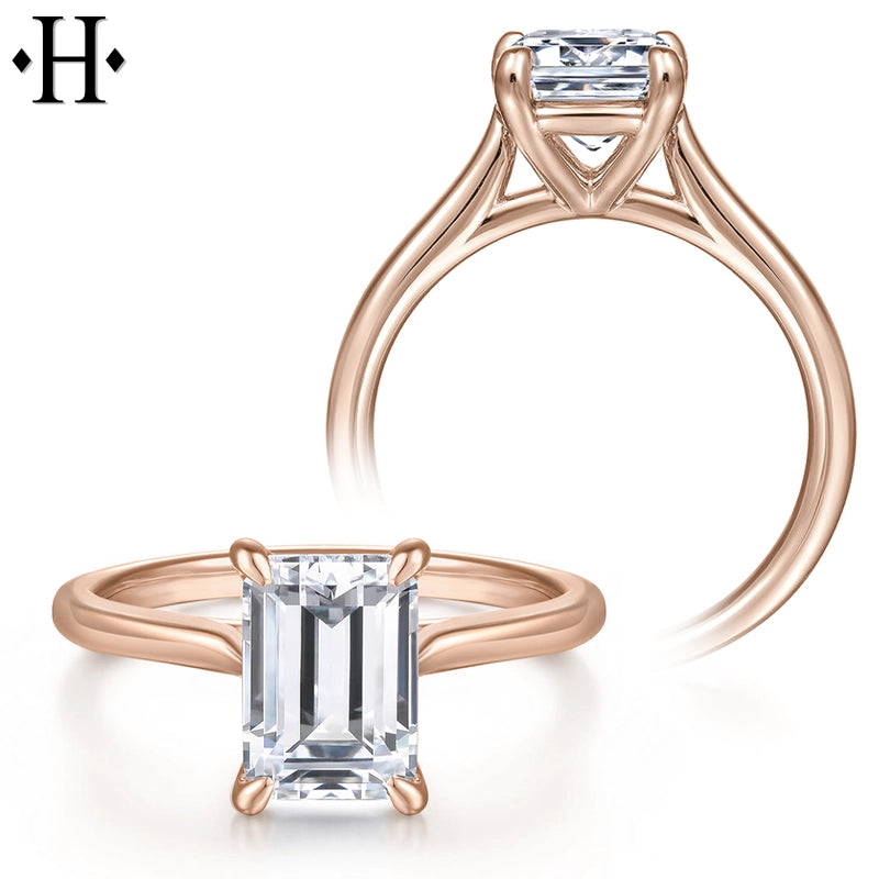 1.00ctr-3.00ctr Emerald Cut Lab Grown Diamond Ring