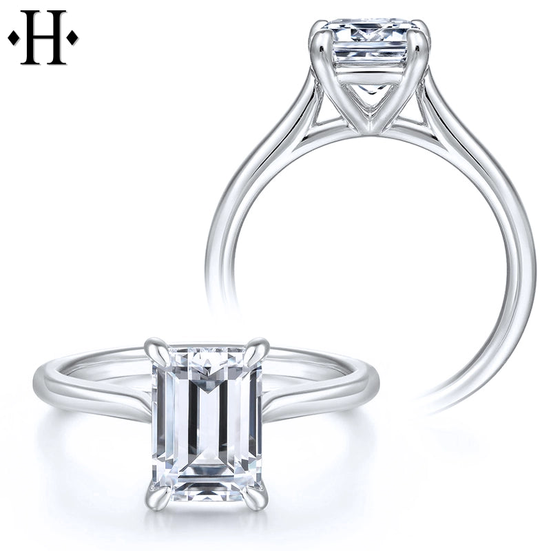 1.00ctr-3.00ctr Emerald Cut Lab Grown Diamond Ring
