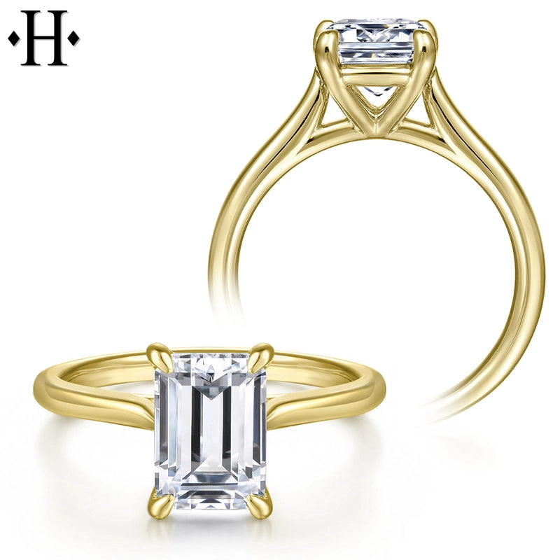 1.00ctr-3.00ctr Emerald Cut Lab Grown Diamond Ring Tailor Made