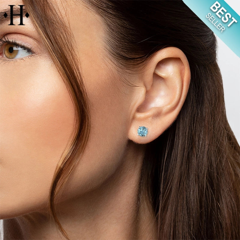 Genuine Swiss Blue Topaz Earrings