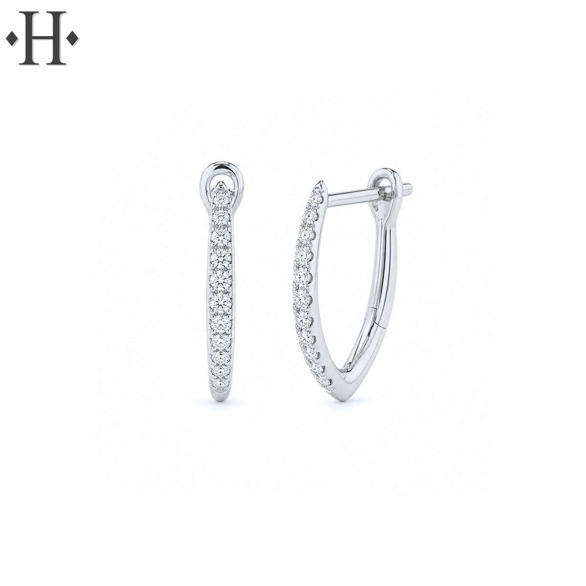 0.15ctw Natural Diamond V Hoop Earrings