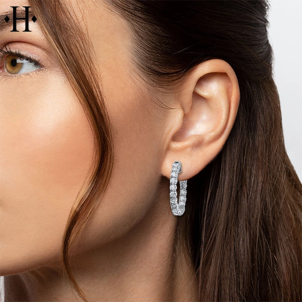 14kt 1.50cts Inside-Out Lab Grown Diamond Locking Hoop Earrings 21mm