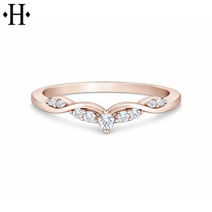 0.11ctw Natural Diamond Curved Ring 1.7mm