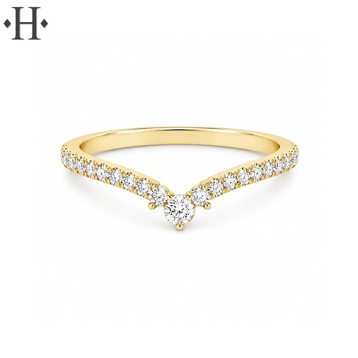 0.33ctw Natural Diamond Chevron Ring 1.6mm