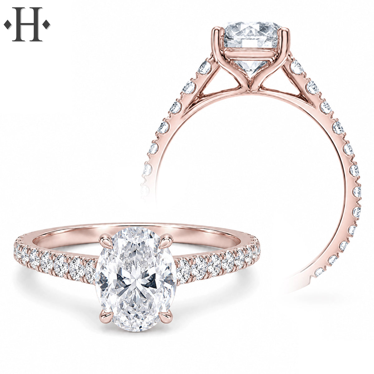 1.00ctr-2.50ctr Oval Cut Lab Grown Diamond Ring Tailor Made