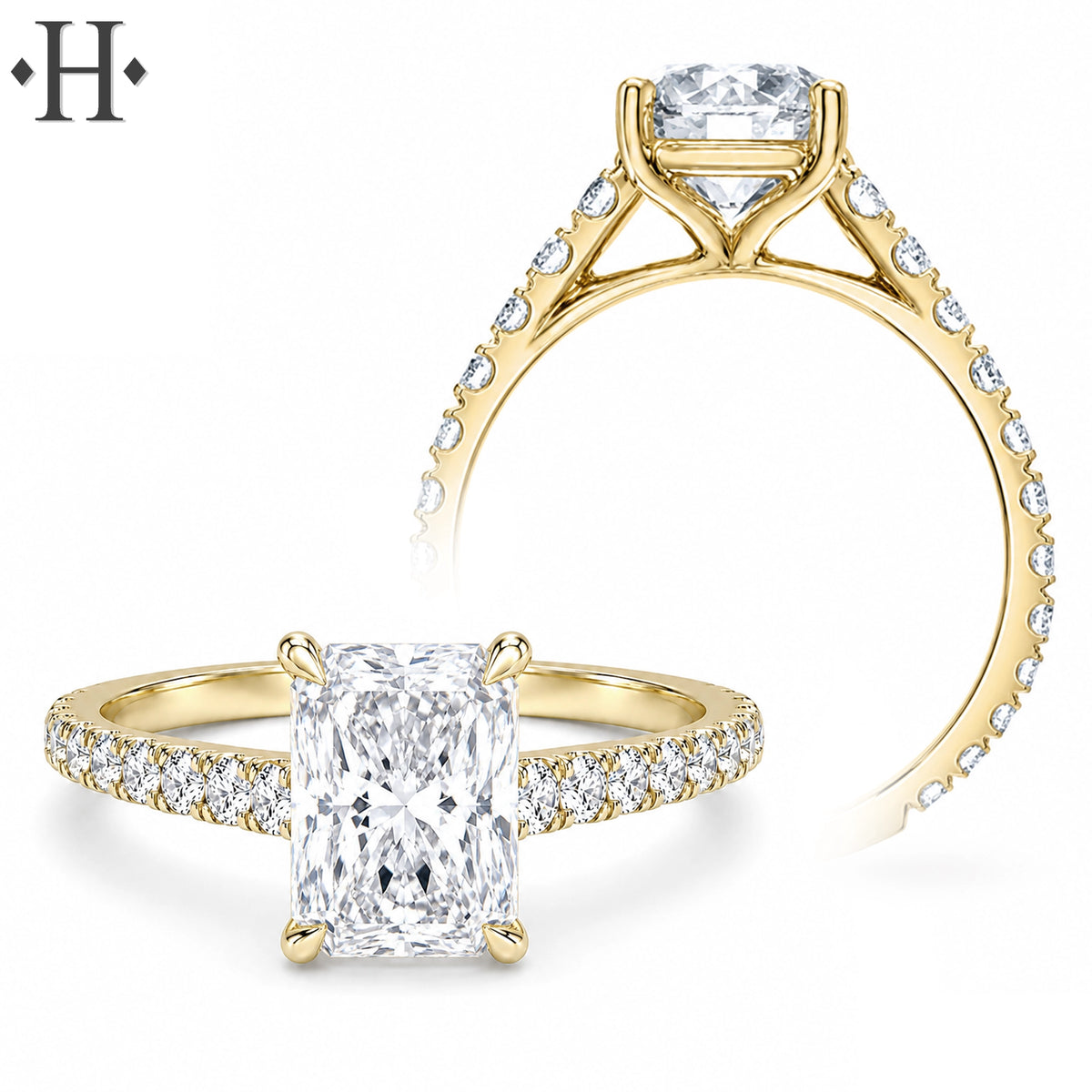 1.00ctr-2.50ctr Radiant Cut Lab Grown Diamond Ring Tailor Made