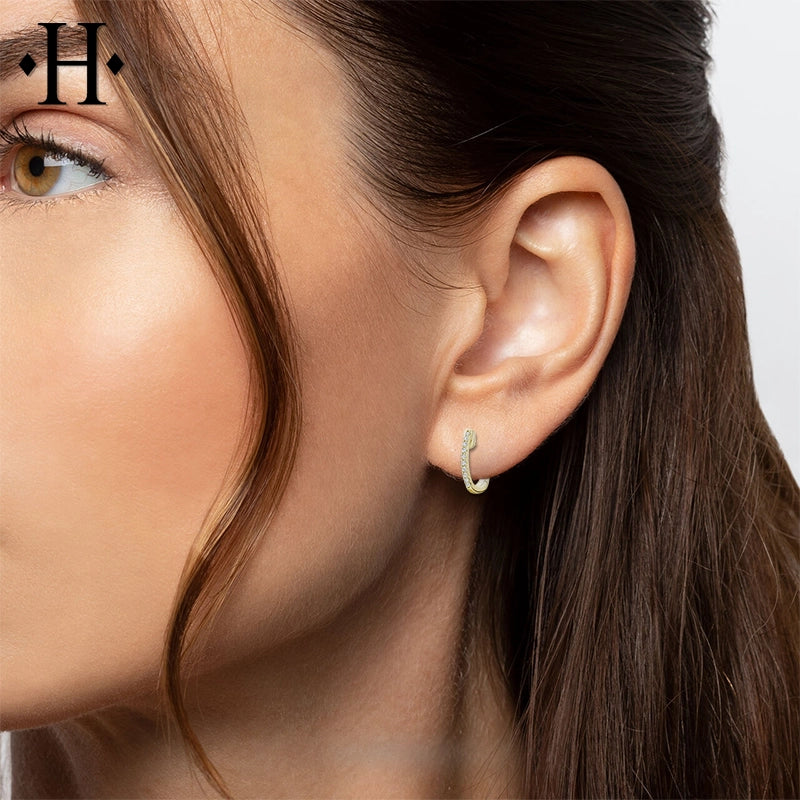 Natural Diamond Hoop Earrings 12mm