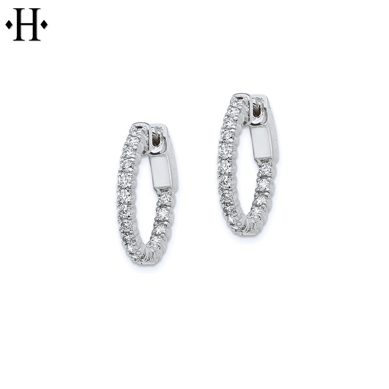 10kt 1.00cts Inside-Out Lab Grown Diamond Locking Hoop Earrings