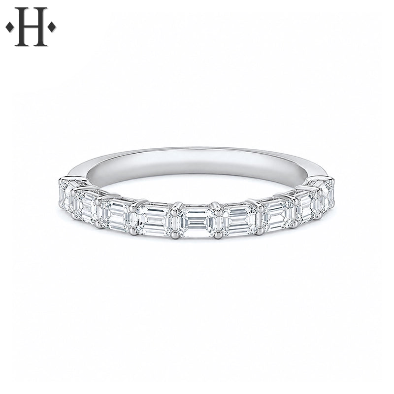 0.90ctw Lab Grown Emerald Cut Diamond Ring 2.5mm