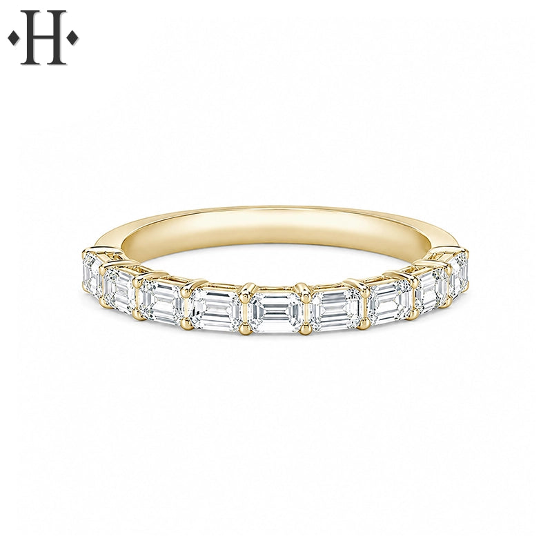 0.90ctw Lab Grown Emerald Cut Diamond Ring 2.5mm
