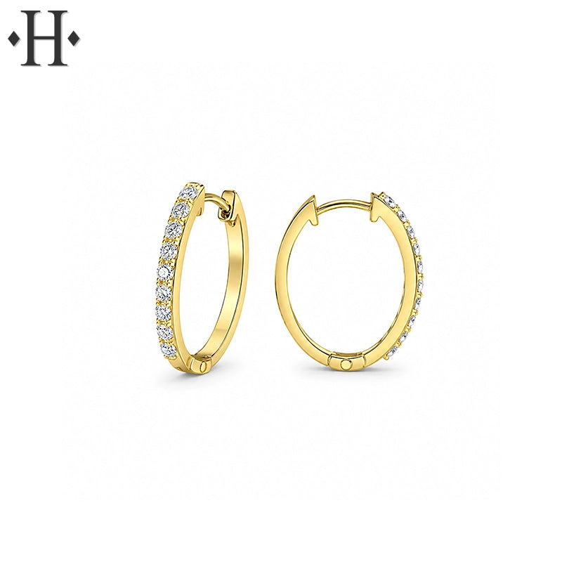 0.25ctw Natural Diamond Oval Hoop Earrings