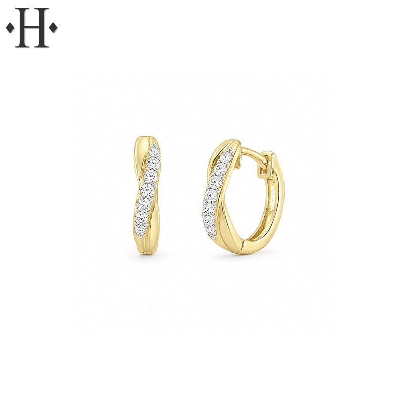 10kt Natural Diamond Hoop Earrings