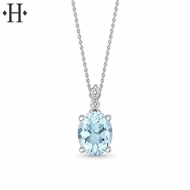 Genuine Aquamarine & Canadian Diamond Necklace