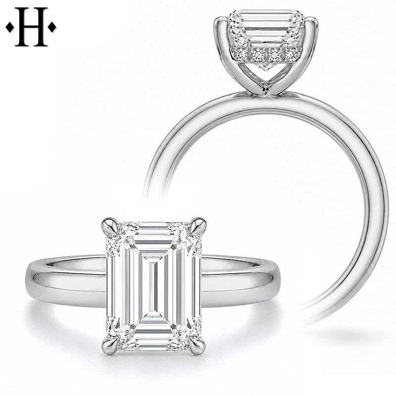 1.50ctr-4.00ctr Emerald Cut Lab Grown Diamond Ring Tailor Made