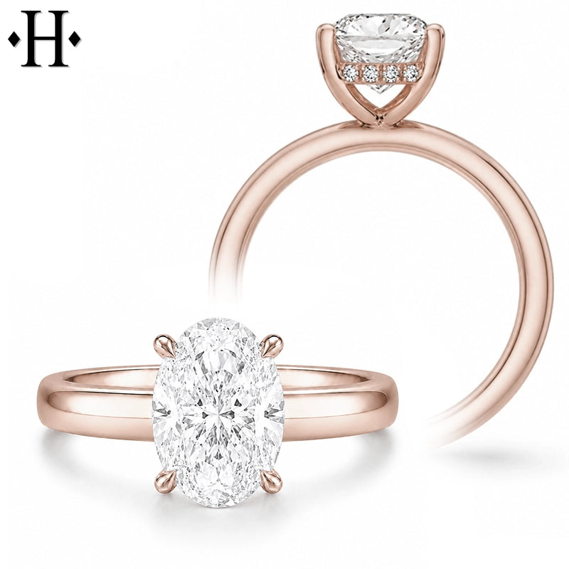 1.50ctr-4.00ctr Oval Cut Lab Grown Diamond Ring