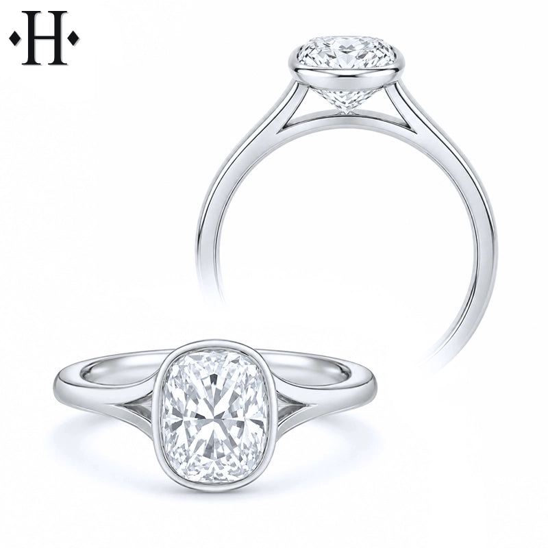 1.50ctr-2.50ctr Elongated Cushion Cut Lab Grown Diamond Ring