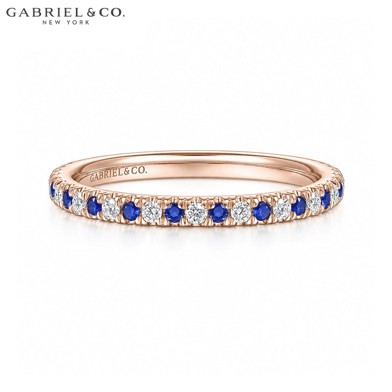 Genuine Sapphire & Natural Diamond French U-Pavé Ring 1.9mm