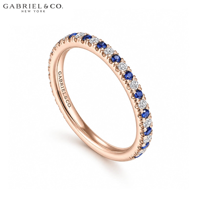 Genuine Sapphire & Natural Diamond French U-Pavé Ring 1.9mm