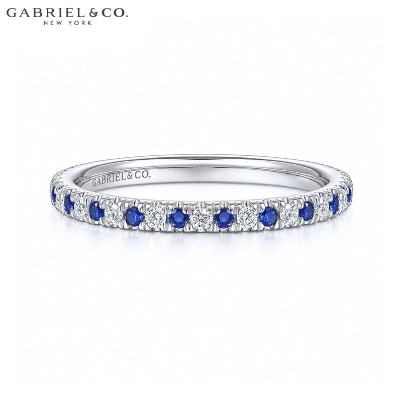 Genuine Sapphire & Natural Diamond French U-Pavé Ring 1.9mm