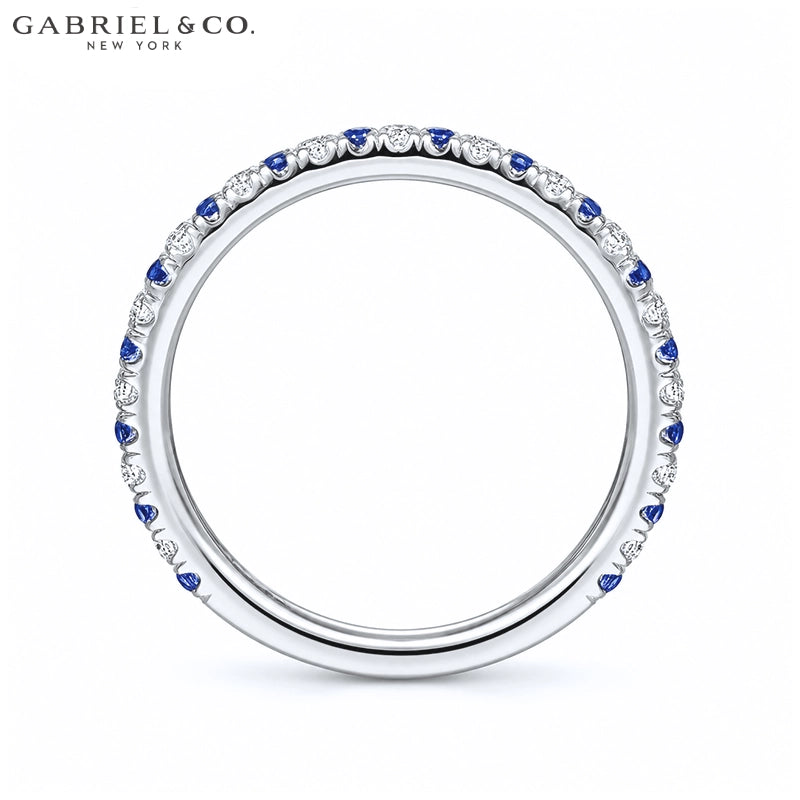 Genuine Sapphire & Natural Diamond French U-Pavé Ring 1.9mm