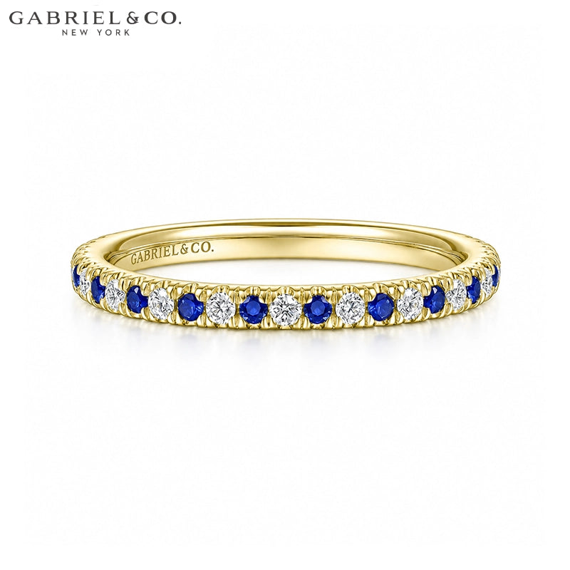 Genuine Sapphire & Natural Diamond French U-Pavé Ring 1.9mm