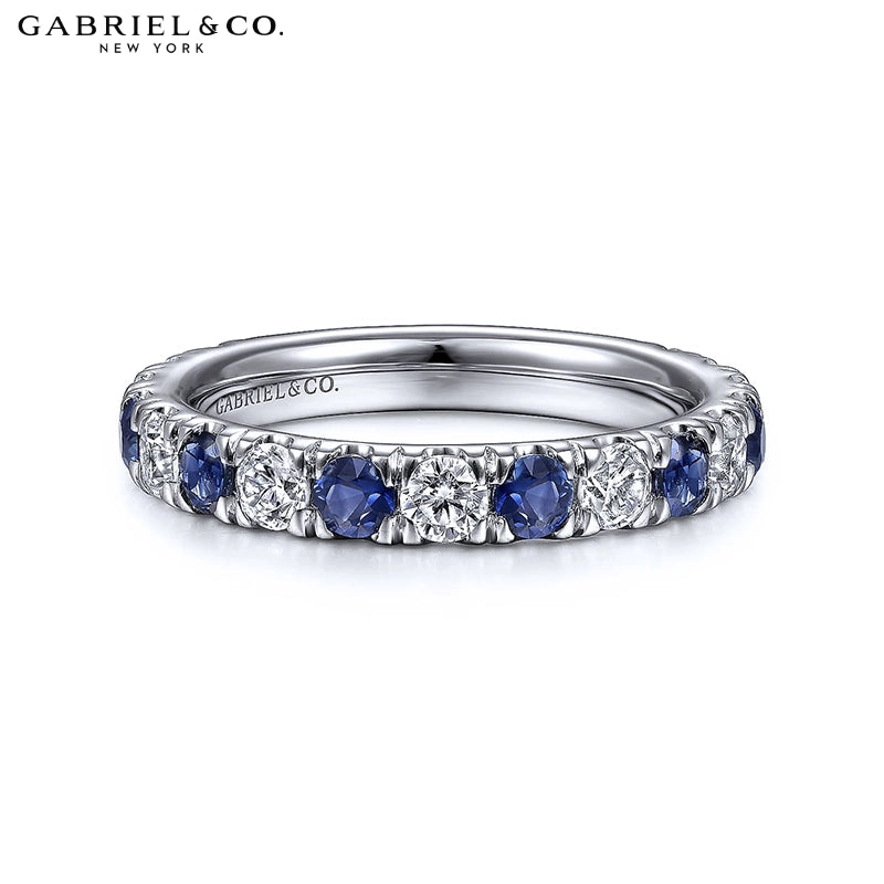 Genuine Sapphire & Natural Diamond French U-Pavé Ring 3.2mm