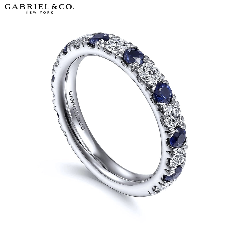 Genuine Sapphire & Natural Diamond French U-Pavé Ring 3.2mm