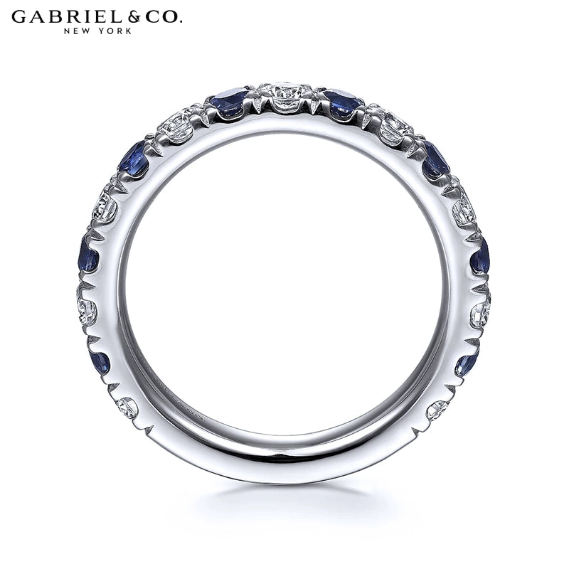 Genuine Sapphire & Natural Diamond French U-Pavé Ring 3.2mm