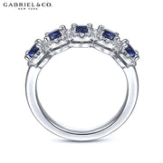 14kt Sapphire & Diamond Halo Ring 5.9mm