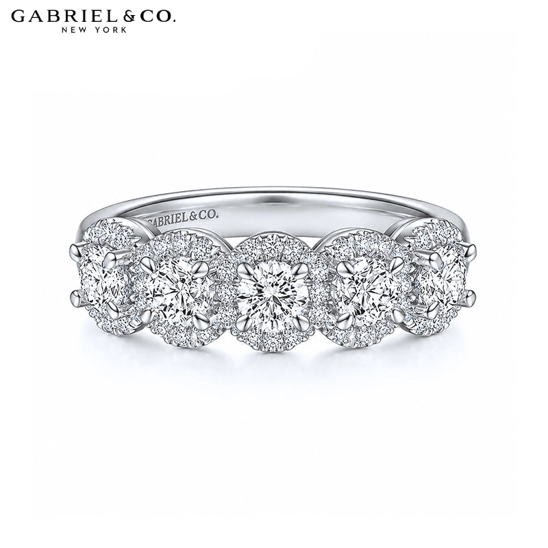 1.04ctw Natural Diamond Pavé Halo Ring 5.9mm
