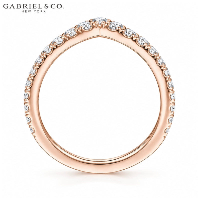 0.50ctw Natural Diamond French Pavé Chevron Ring 1.7mm