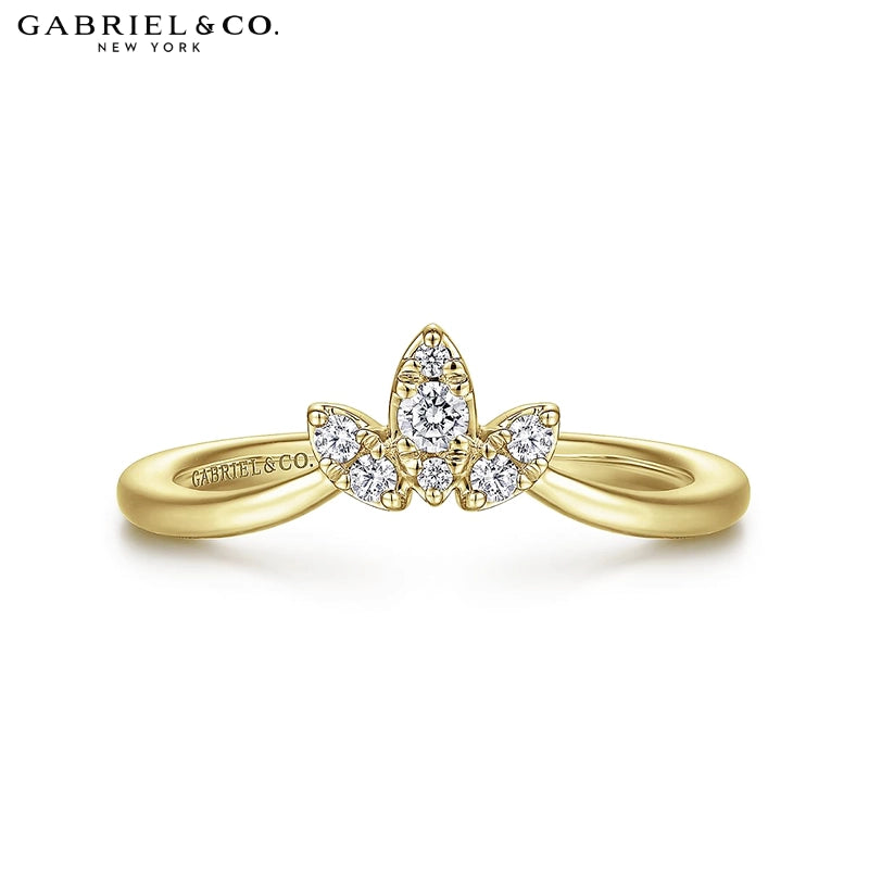 0.10ctw Natural Diamond Set Curved Ring 1.6mm