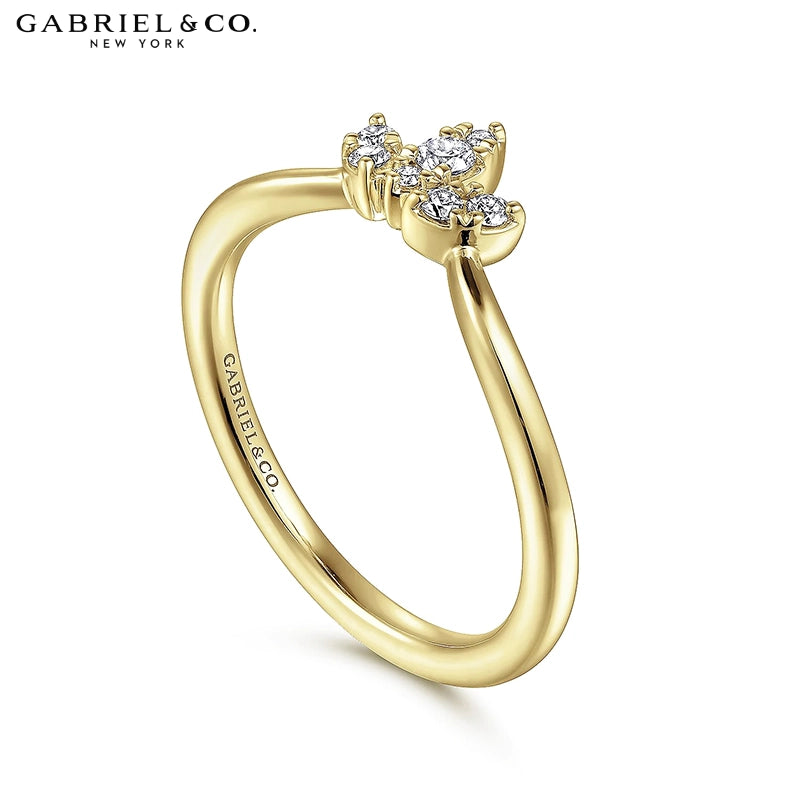 0.10ctw Natural Diamond Set Curved Ring 1.6mm