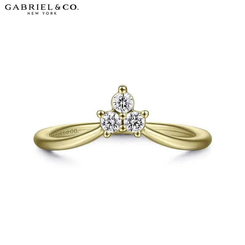 0.15ctw Natural Diamond Set Curved Ring 1.6mm