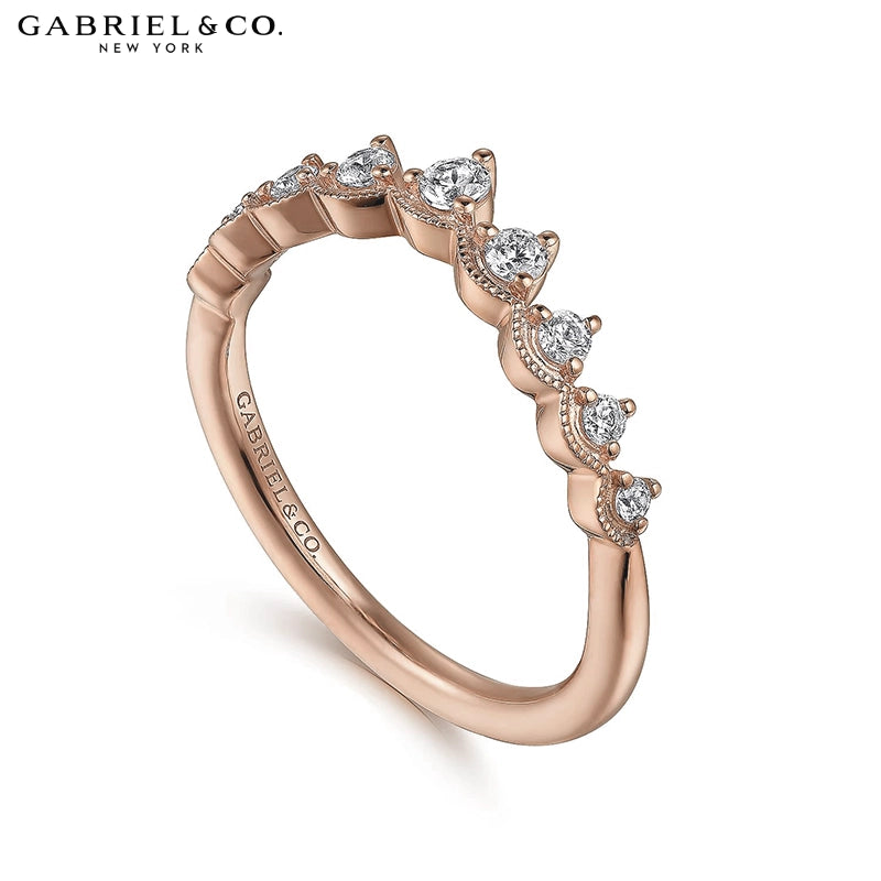 0.20ctw Natural Diamond Vintage Milgrain Tiara Ring 1.6mm