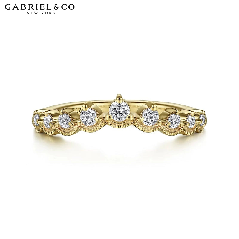 0.20ctw Natural Diamond Vintage Milgrain Tiara Ring 1.6mm