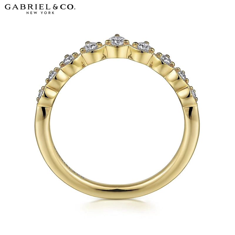 0.20ctw Natural Diamond Vintage Milgrain Tiara Ring 1.6mm