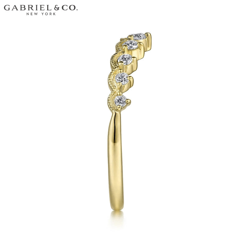 0.20ctw Natural Diamond Vintage Milgrain Tiara Ring 1.6mm