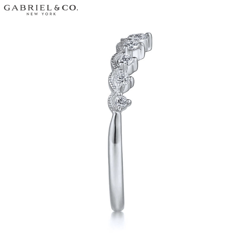 0.20ctw Natural Diamond Vintage Milgrain Tiara Ring 1.6mm