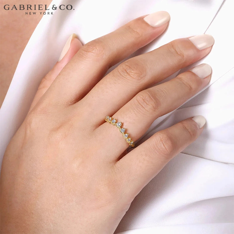 0.20ctw Natural Diamond Vintage Milgrain Tiara Ring 1.6mm
