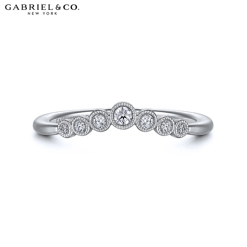 0.10ctw Natural Diamond Vintage Milgrain Curved Ring 1.7mm